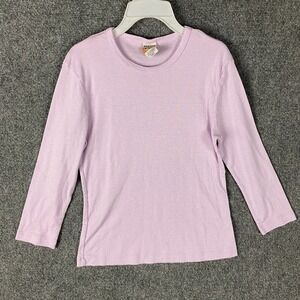 Weavers T-Shirt Girls Small Long Sleeve Purple Cotton Blend Made In USA S